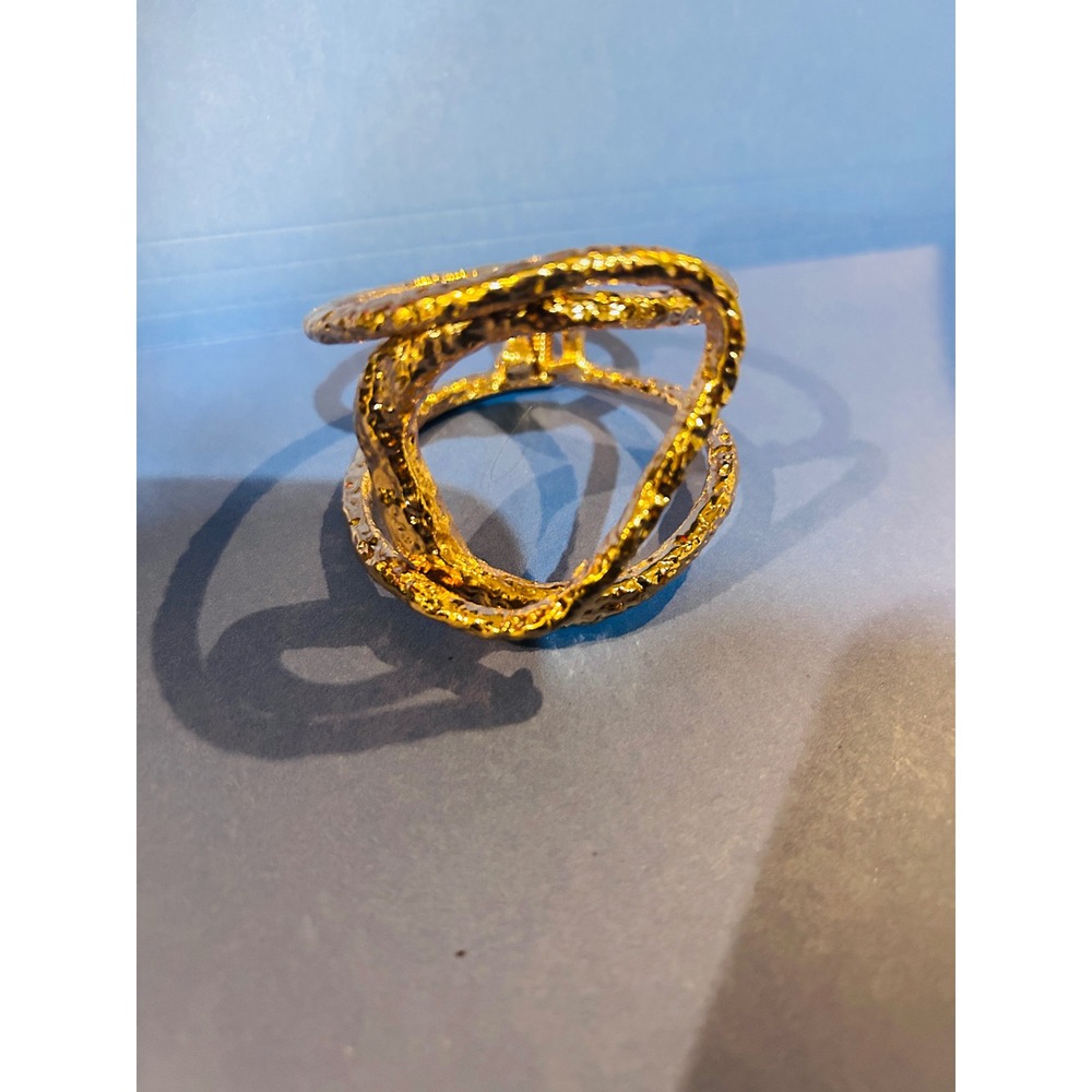 Cuff Bracelet Women OS Gold Excellent Sculptural Intertwined Textured